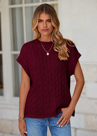 PRETTYGARDEN Women's Sweater Vest Summer Short Sleeve Tops Casual Crewneck Knit Oversized Pullover Trendy Spring Outfits PRETTYGARDEN