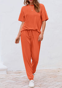 PRETTYGARDEN Women's Two Piece Lounge Sets Spring Summer Jogger Pants Vacation Outfits Travel Airplane Matching Clothes