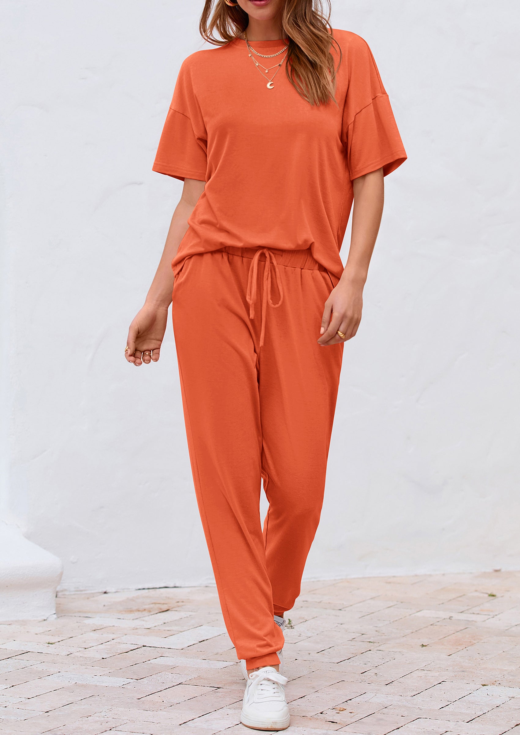 PRETTYGARDEN Women's Two Piece Lounge Sets Spring Summer Jogger Pants Vacation Outfits Travel Airplane Matching Clothes