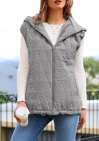 PRETTYGARDEN Women's Fall Spring Vest Casual Sleeveless Hooded Zip Up Jacket Trendy Winter Coat Outerwear PRETTYGARDEN