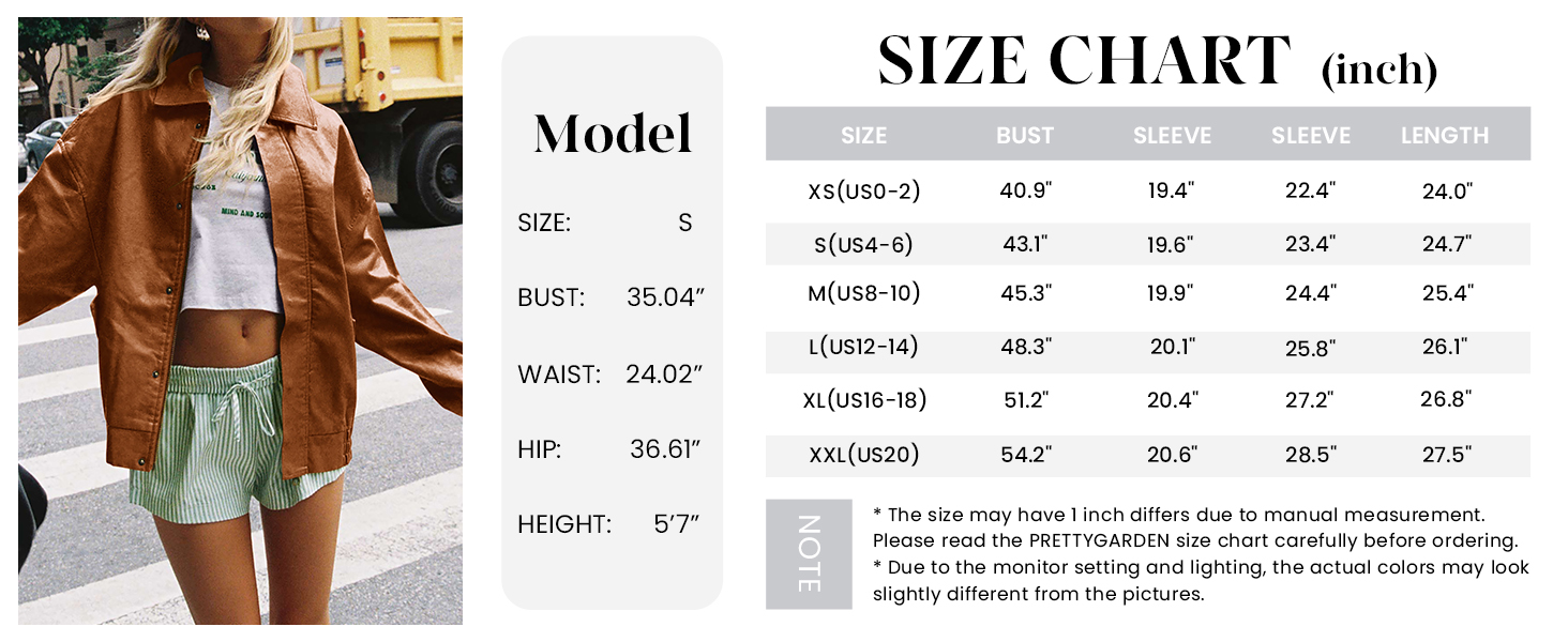 PRETTYGARDEN Women's Faux Leather Motorcycle Jacket Trendy Fall Spring Clothes Oversized Zip Up Winter Coat Outerwear