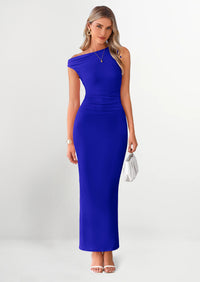 PRETTYGARDEN One Shoulder Bodycon Mesh Wedding Guest Cocktail Maxi Dresses