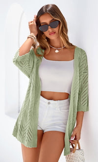 PRETTYGARDEN Summer Cardigan Sweaters for Women Lightweight  Short Sleeve Knit Coverup Spring Beach Vacation Clothes PRETTYGARDEN