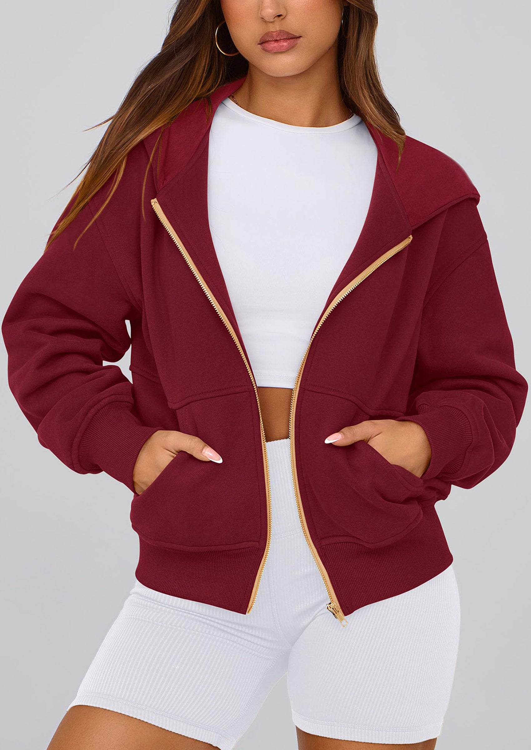 PRETTYGARDEN Hoodies For Women Sweatshirt Zip Up Hoodie Fall Fashion Trendy Long Sleeve Jackets Winter Clothing Outfits
