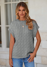 PRETTYGARDEN Women's Sweater Vest Summer Short Sleeve Tops Casual Crewneck Knit Oversized Pullover Trendy Spring Outfits PRETTYGARDEN