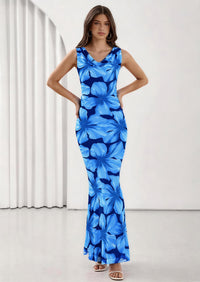 PRETTYGARDEN Women's Summer Cowl Neck Floral Maxi Dress Sleeveless Bodycon Beach Vacation Long Party Wedding Guest Dresses PRETTYGARDEN