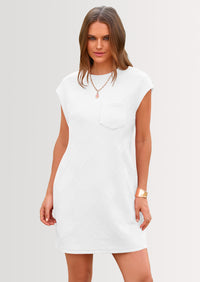 PRETTYGARDEN Women's Summer Short T Shirt Dress Cap Sleeve Crew Neck Casual Loose Basic Mini Dresses