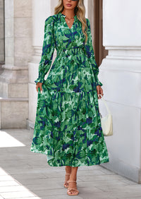 PRETTYGARDEN Women's Floral Maxi Dress Spring Long Sleeve V Neck Casual A Line Long Flowy Boho Party Dresses