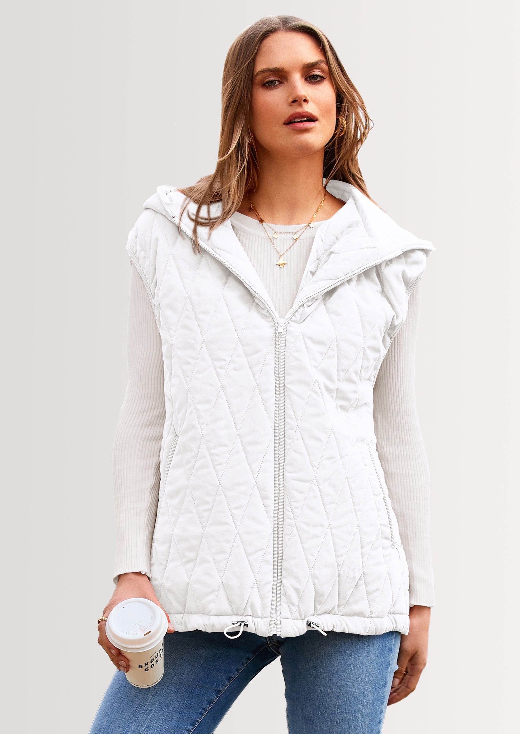 PRETTYGARDEN Women's Fall Spring Vest Casual Sleeveless Hooded Zip Up Jacket Trendy Winter Coat Outerwear PRETTYGARDEN