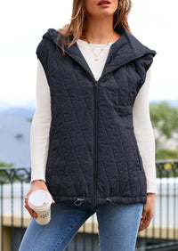 PRETTYGARDEN Women's Fall Spring Vest Casual Sleeveless Hooded Zip Up Jacket Trendy Winter Coat Outerwear PRETTYGARDEN