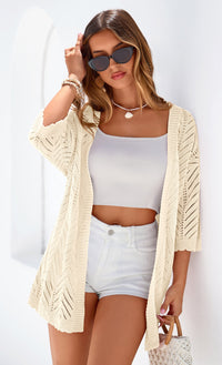 PRETTYGARDEN Summer Cardigan Sweaters for Women Lightweight  Short Sleeve Knit Coverup Spring Beach Vacation Clothes PRETTYGARDEN