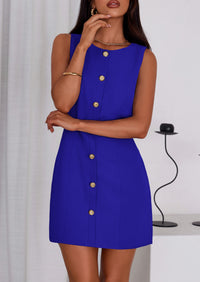 PRETTYGARDEN Work Dresses for Women Spring Business Formal Short Dress Sleeveless Button Down Elegant Office Outfits