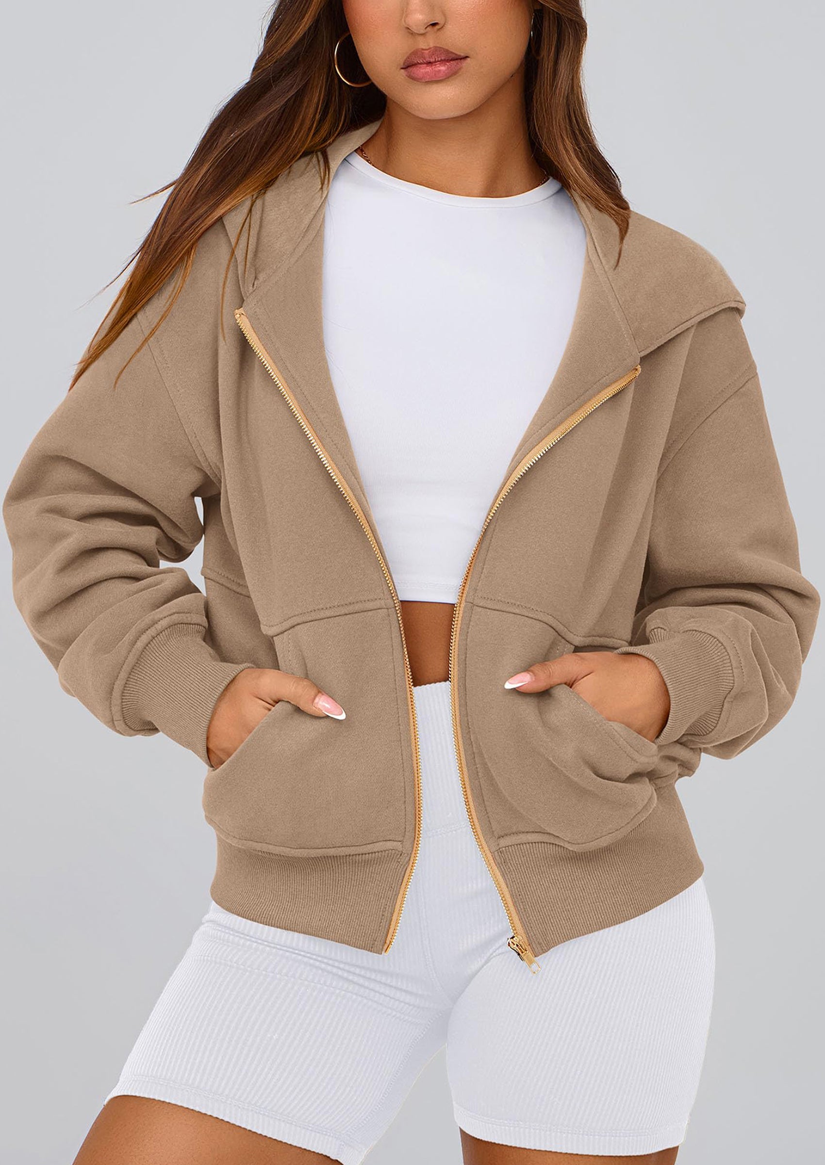 PRETTYGARDEN Hoodies For Women Sweatshirt Zip Up Hoodie Fall Fashion Trendy Long Sleeve Jackets Winter Clothing Outfits