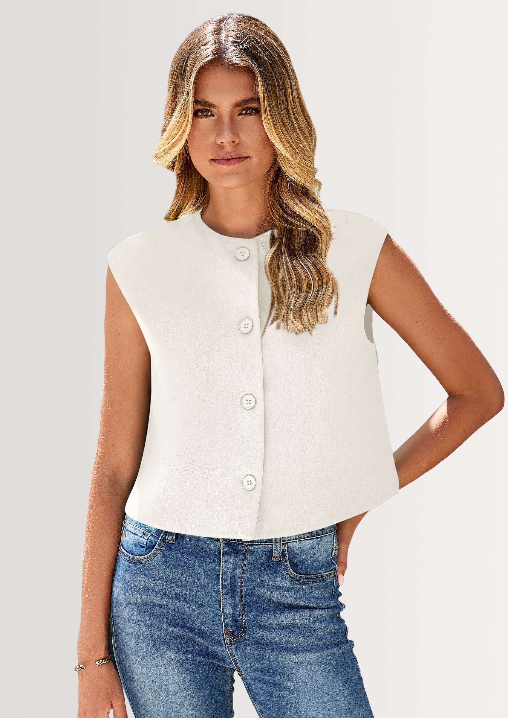 PRETTYGARDEN Women's Summer Suit Vest Dressy Casual Crop Tops Business Work Office Clothes Trendy Blazer Waistcoat