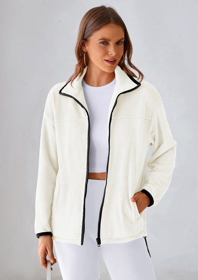 BTFBM Women's Fleece Jackets Fall Winter Clothes 2025 Stand Collar Outwear Jacket Zip Up Casual Fuzzy Coats Pockets PRETTYGARDEN