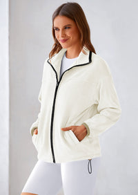 BTFBM Women's Fleece Jackets Fall Winter Clothes 2025 Stand Collar Outwear Jacket Zip Up Casual Fuzzy Coats Pockets PRETTYGARDEN