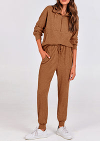 PRETTYGARDEN Women's Fall 2 Piece Lounge Sets Zip Up Sweatshirt Jogger Pants Sweat Track Suits Travel Outfit Winter Clothing