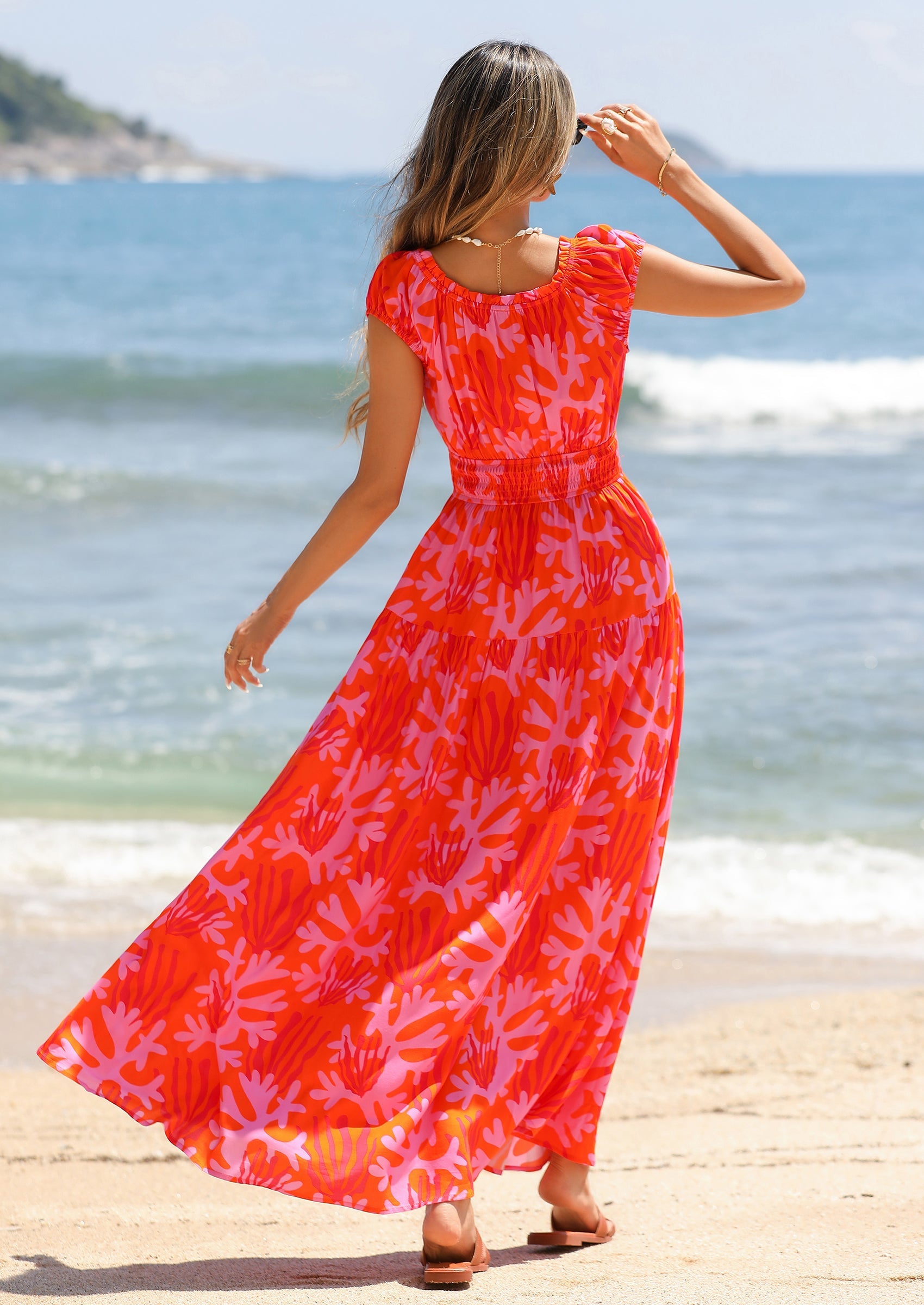 PRETTYGARDEN Women's Boho Maxi Dress Summer Cap Sleeve Long Flowy Beach Vacation Floral Sundresses Spring Resort Wear PRETTYGARDEN