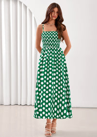 PRETTYGARDEN Womens Summer Dresses Spring Sleeveless Spaghetti Straps Casual Midi Dress Polka Dot Smocked Beach Sundress PRETTYGARDEN