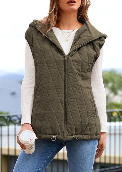 PRETTYGARDEN Women's Fall Spring Vest Casual Sleeveless Hooded Zip Up Jacket Trendy Winter Coat Outerwear PRETTYGARDEN