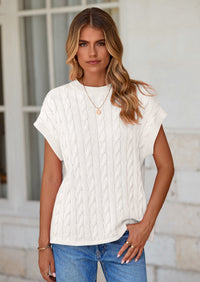 PRETTYGARDEN Women's Sweater Vest Summer Short Sleeve Tops Casual Crewneck Knit Oversized Pullover Trendy Spring Outfits PRETTYGARDEN