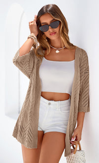 PRETTYGARDEN Summer Cardigan Sweaters for Women Lightweight  Short Sleeve Knit Coverup Spring Beach Vacation Clothes PRETTYGARDEN