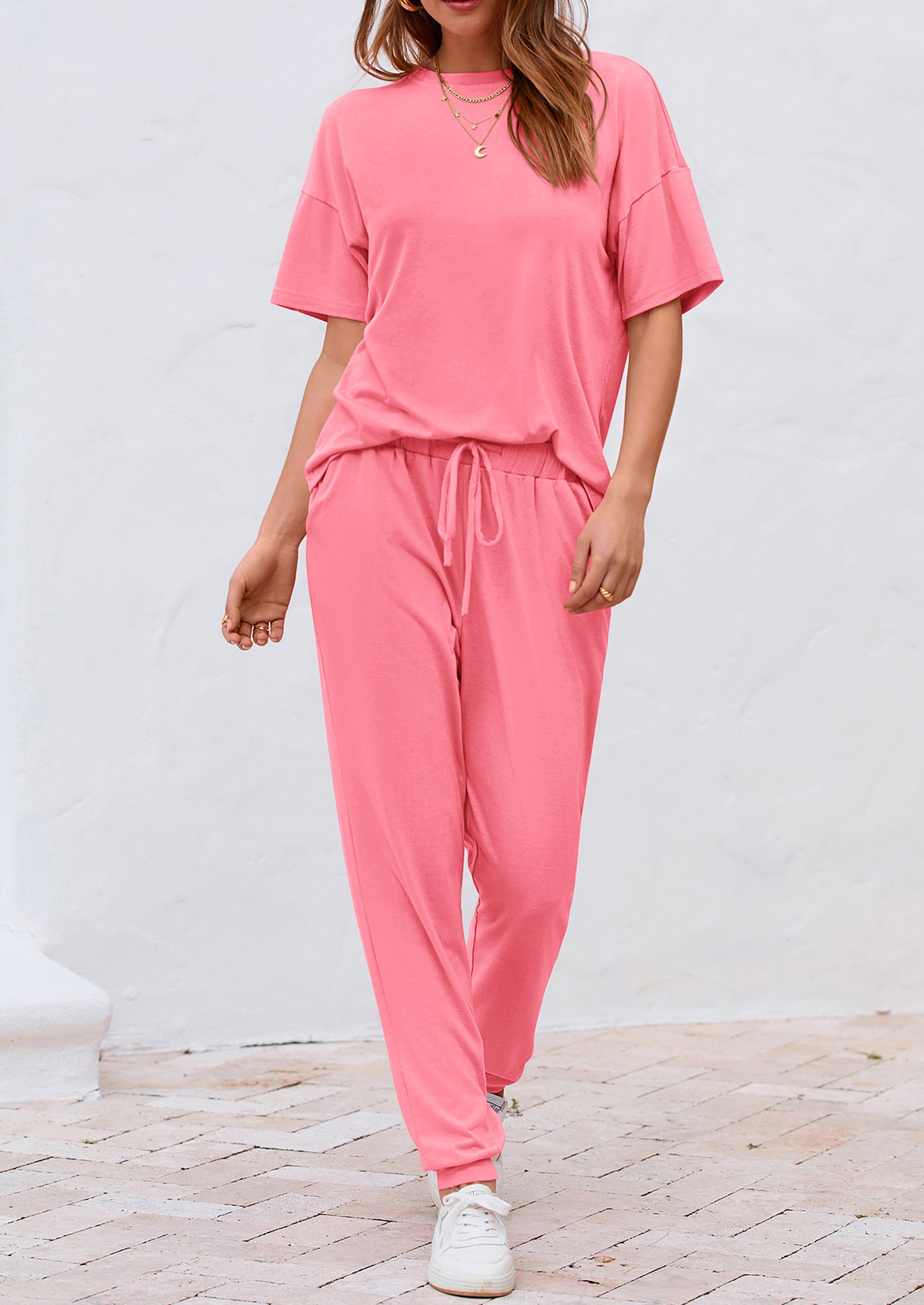 PRETTYGARDEN Women's Two Piece Lounge Sets Spring Summer Jogger Pants Vacation Outfits Travel Airplane Matching Clothes