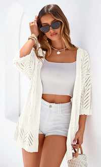 PRETTYGARDEN Summer Cardigan Sweaters for Women Lightweight  Short Sleeve Knit Coverup Spring Beach Vacation Clothes PRETTYGARDEN