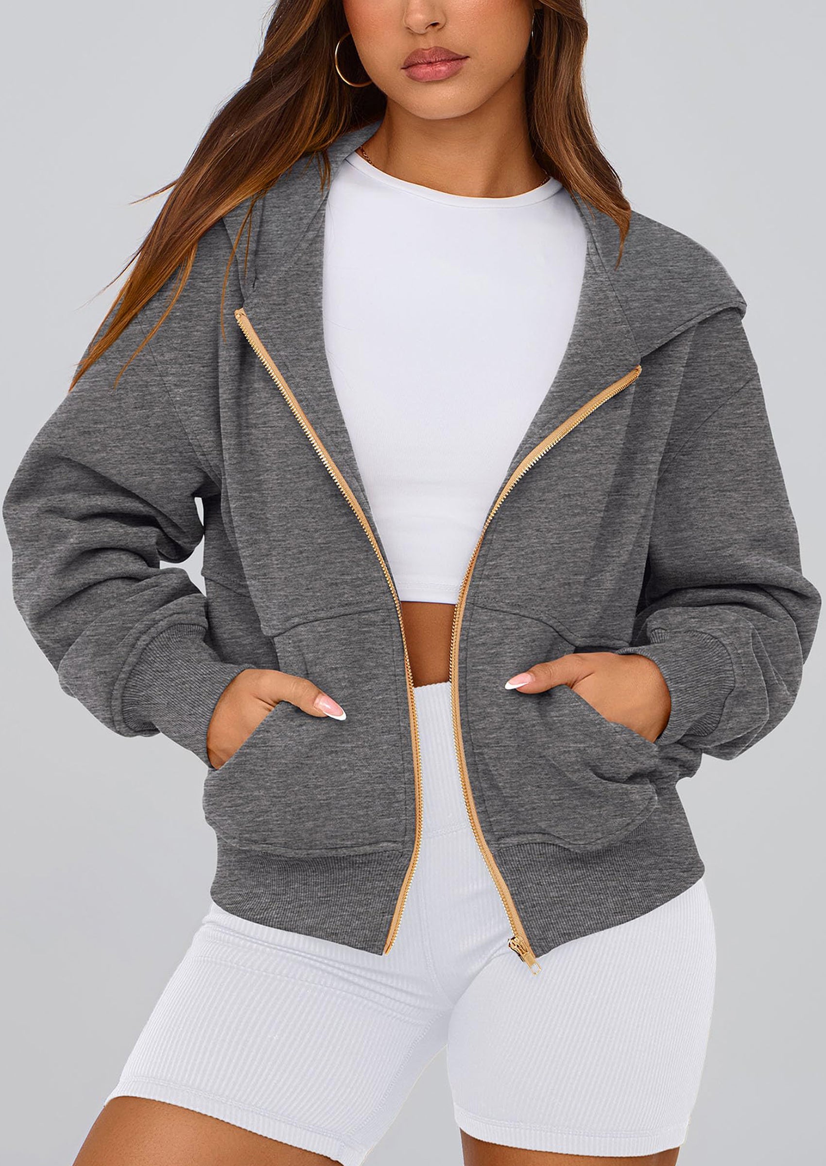 PRETTYGARDEN Hoodies For Women Sweatshirt Zip Up Hoodie Fall Fashion Trendy Long Sleeve Jackets Winter Clothing Outfits