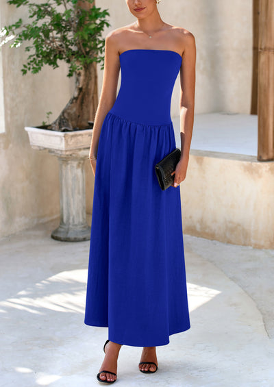 PRETTYGARDEN Women Strapless Elegant Going Out Maxi Dresses