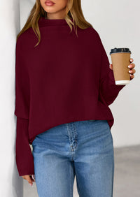 PRETTYGARDEN Womens Sweaters Fall Fashion Casual Loose Turtleneck Batwing Long Sleeve Knit Sweater Pullover Tops