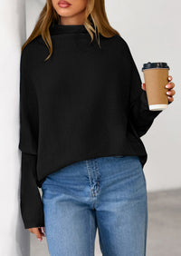 PRETTYGARDEN Womens Sweaters Fall Fashion Casual Loose Turtleneck Batwing Long Sleeve Knit Sweater Pullover Tops