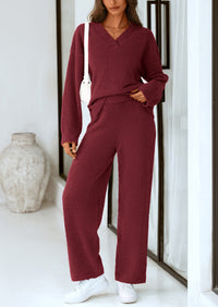 PRETTYGARDEN Lounge Sets for Women Two Piece Sweaters Pajama Set Fall Fashion Loungewear Outfits Matching Winter Clothes