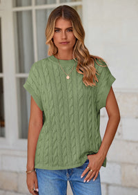 PRETTYGARDEN Women's Sweater Vest Summer Short Sleeve Tops Casual Crewneck Knit Oversized Pullover Trendy Spring Outfits PRETTYGARDEN