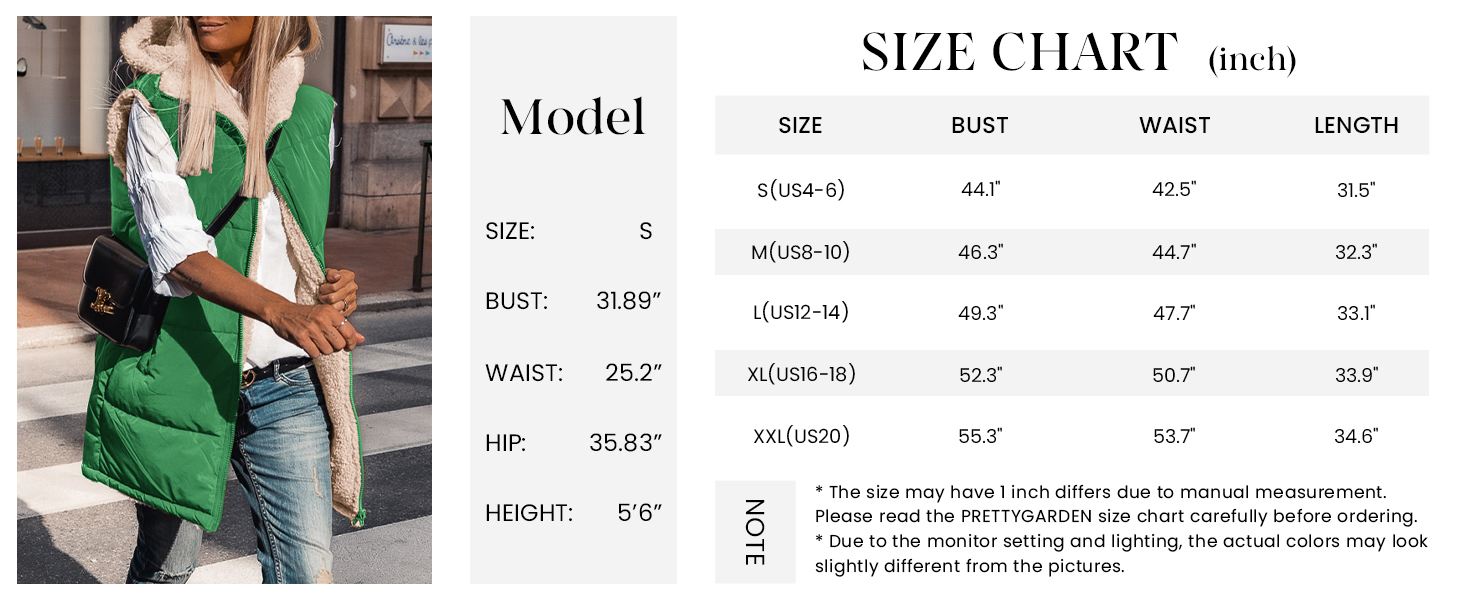 PRETTYGARDEN Womens Fall Reversible Vests Sleeveless Fleece Jacket Zip Up Hoodie Pockets Long Warm Winter Coat Outerwear