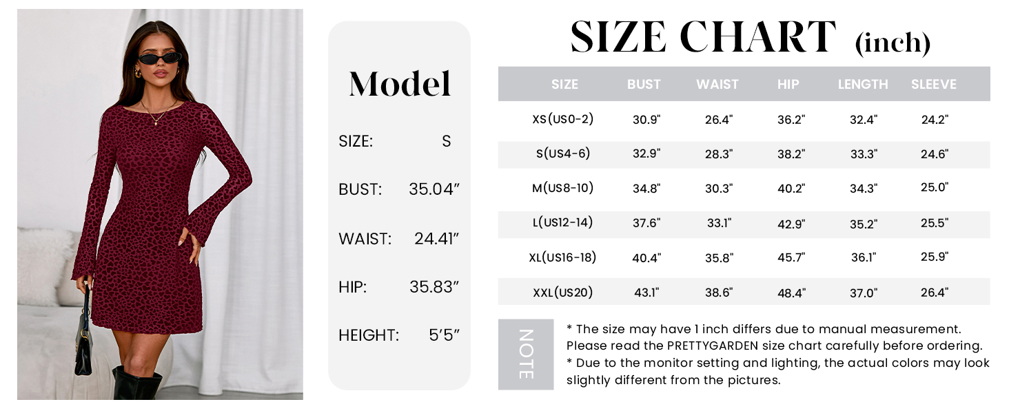 PRETTYGARDEN Women's Fall Fashion Floral Long Sleeve Mini Dress Mesh Bodycon Short Party Date Night Going Out Dresses