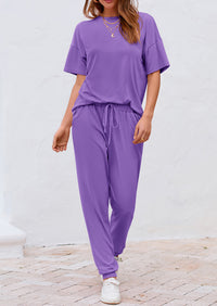 PRETTYGARDEN Women's Two Piece Lounge Sets Spring Summer Jogger Pants Vacation Outfits Travel Airplane Matching Clothes