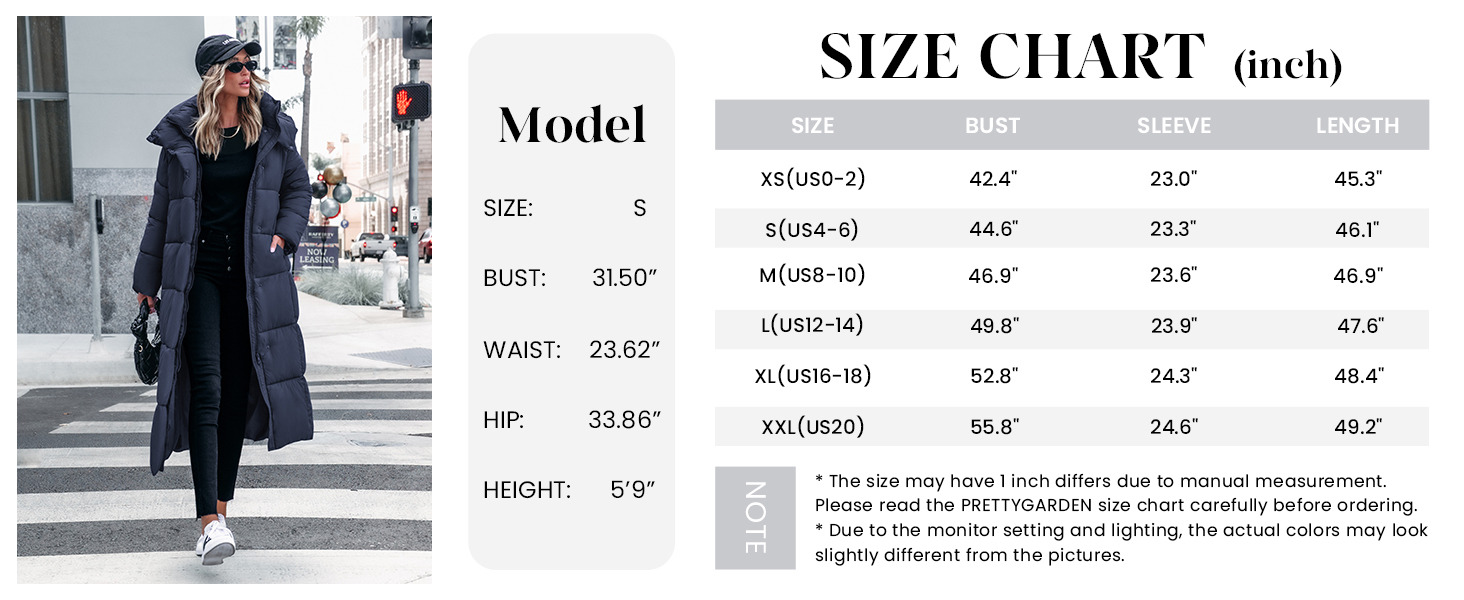 PRETTYGARDEN Women's Winter Long Puffer Coats Hooded Zip Up Casual Thickened Down Jackets Trendy Warm Clothes Outerwear