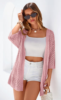 PRETTYGARDEN Summer Cardigan Sweaters for Women Lightweight  Short Sleeve Knit Coverup Spring Beach Vacation Clothes PRETTYGARDEN