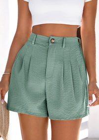 PRETTYGARDEN Womens Shorts Casual Summer Elastic High Waist Zipper Button Tailored Shorts Pleated Beach Vacation Outfits PRETTYGARDEN