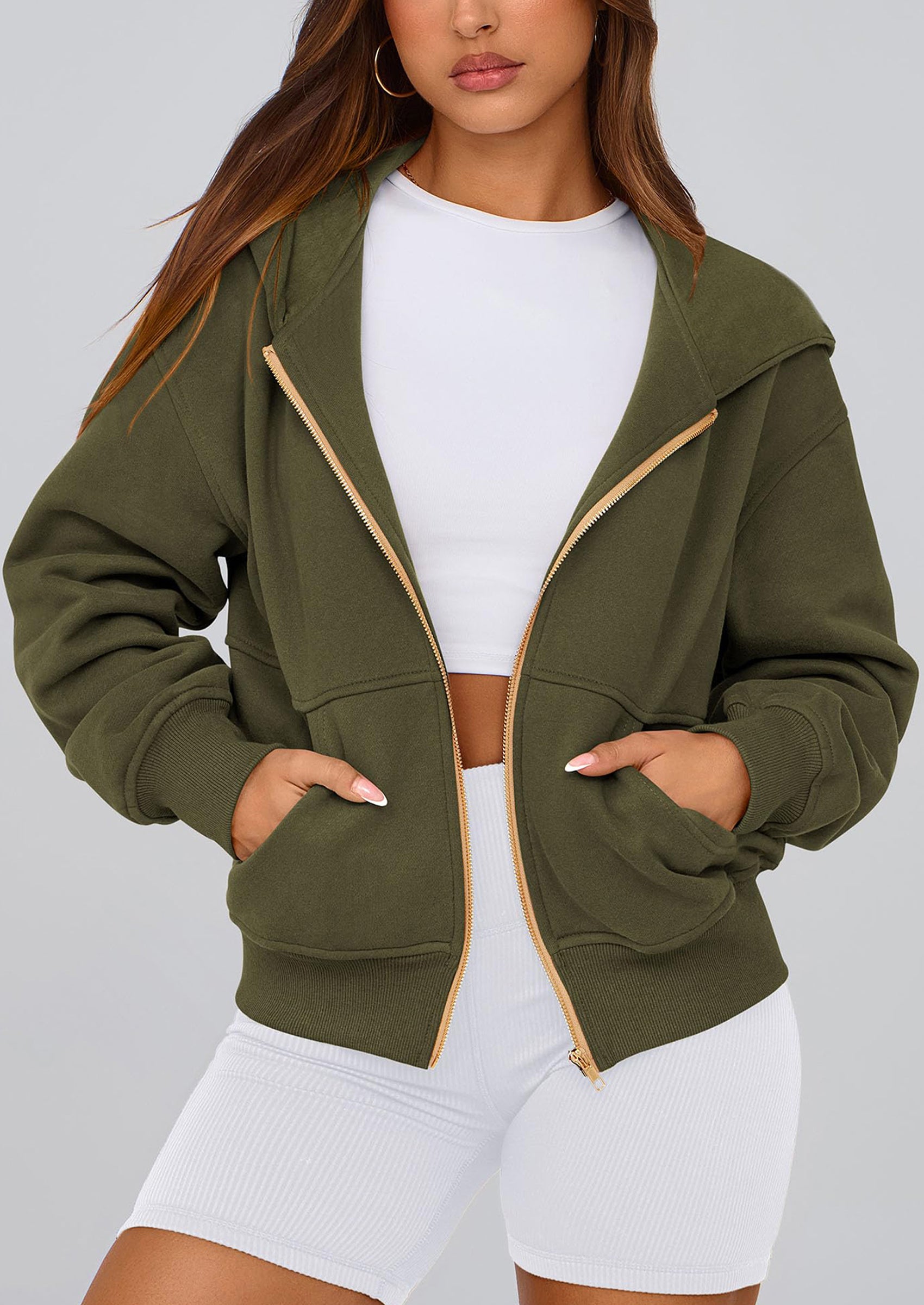 PRETTYGARDEN Hoodies For Women Sweatshirt Zip Up Hoodie Fall Fashion Trendy Long Sleeve Jackets Winter Clothing Outfits