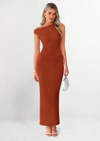 PRETTYGARDEN One Shoulder Bodycon Mesh Wedding Guest Cocktail Maxi Dresses