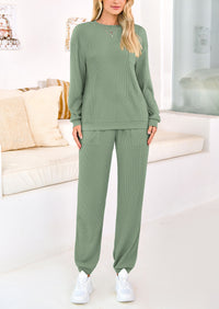 KIRUNDO Lounge Sets for Women Travel Airport Outfits Lightweight Tops Drawstring Pants Tracksuit Jogger Set Postpartum