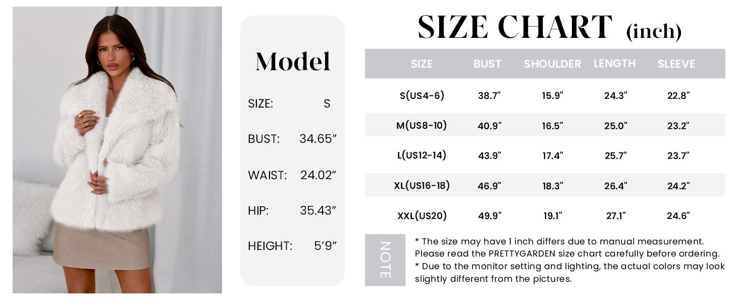 PRETTYGARDEN Womens Winter Coats Trendy Long Sleeve Furry Faux Fur Jackets Button Lapel Warm Fall Outwear with Pockets