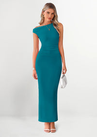 PRETTYGARDEN One Shoulder Bodycon Mesh Wedding Guest Cocktail Maxi Dresses