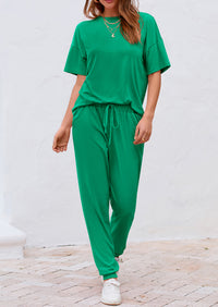 PRETTYGARDEN Women's Two Piece Lounge Sets Spring Summer Jogger Pants Vacation Outfits Travel Airplane Matching Clothes