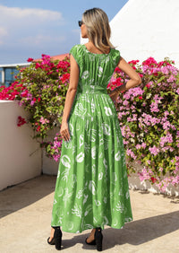 PRETTYGARDEN Women's Boho Maxi Dress Summer Cap Sleeve Long Flowy Beach Vacation Floral Sundresses Spring Resort Wear PRETTYGARDEN