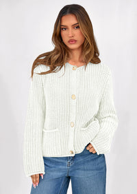 PRETTYGARDEN Cardigan Sweaters for Women Trendy Oversized Knit Chunky Button Cardigans Fall Winter Outfits with Pockets