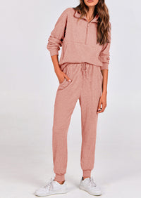 PRETTYGARDEN Women's Fall 2 Piece Lounge Sets Zip Up Sweatshirt Jogger Pants Sweat Track Suits Travel Outfit Winter Clothing