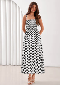 PRETTYGARDEN Womens Summer Dresses Spring Sleeveless Spaghetti Straps Casual Midi Dress Polka Dot Smocked Beach Sundress PRETTYGARDEN